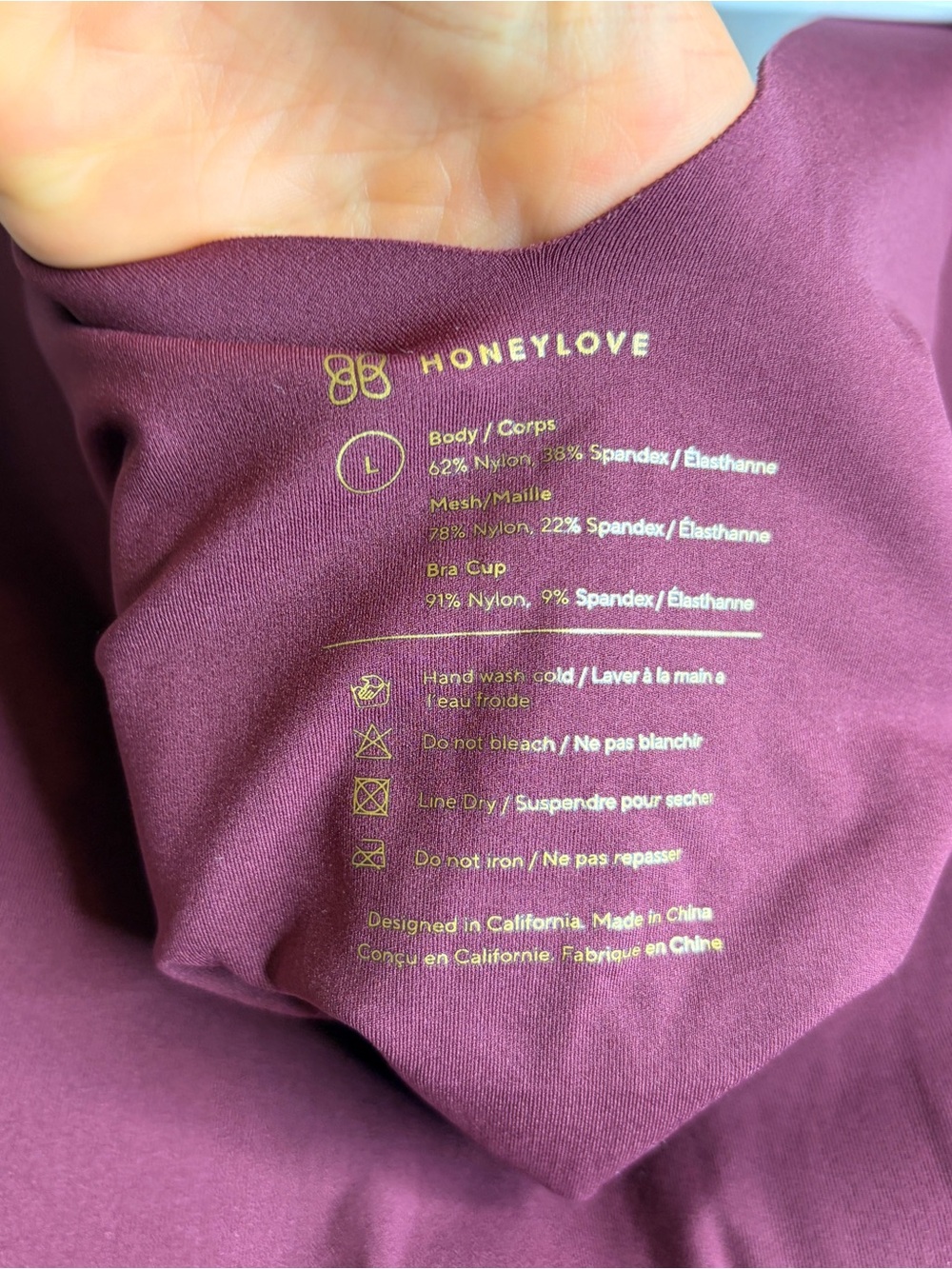 Honeylove Burgundy Sleeveless V-Neck Tank Built-In Cups Large - Picture 2 of 5